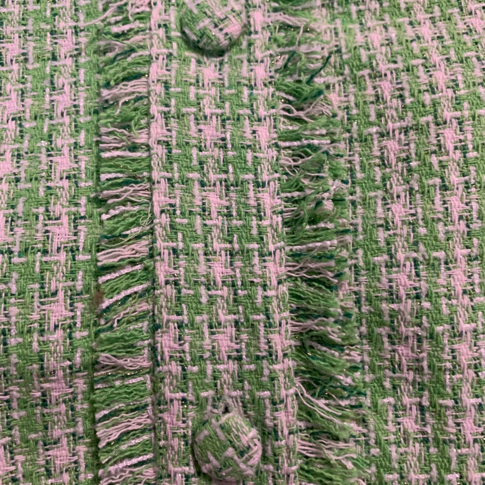 NWT Green and White Sleeveless Tweed Minidress - Picture 6 of 8